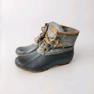 Sperry Top-Sider Women's 9 Gray Saltwater Wool Embossed Insulated Duck Boots